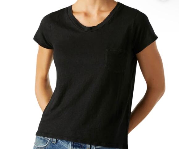 AMO Tops - New Amo SWEETNESS V-NECK IN BLACK burnout shirt tshirt sz S small $150